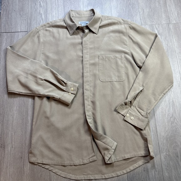 Ermenegildo Zegna Other - Zegna Sport Flannel Shirt Shackett Mens Medium M‎ Beige Italy Woven Mid-weight